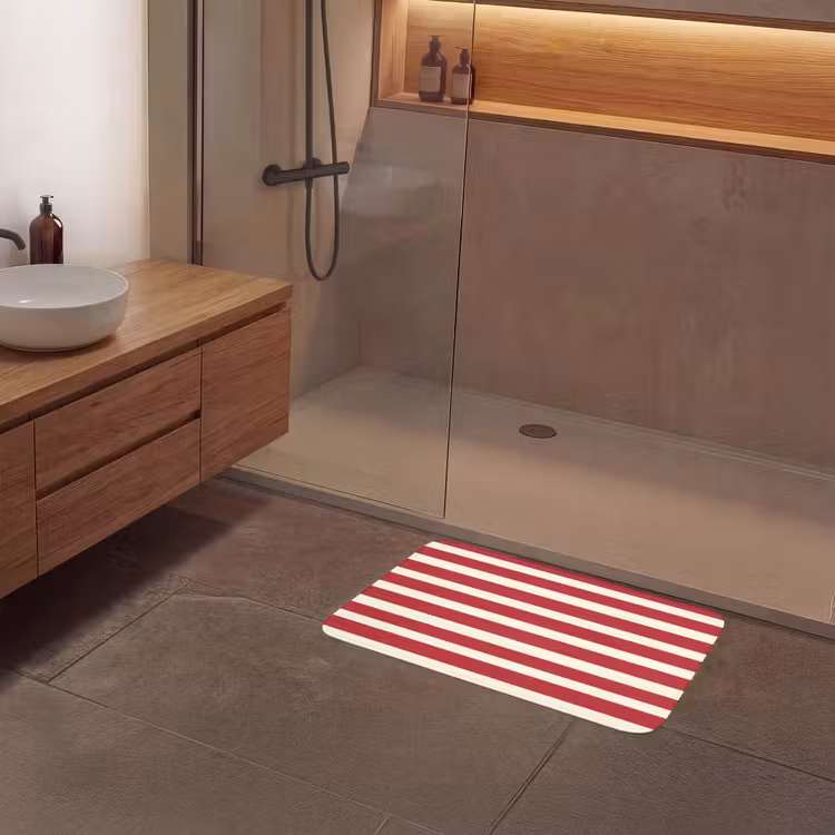Strepen - Patroon - Rood Badmat middel 997 -sfeer2