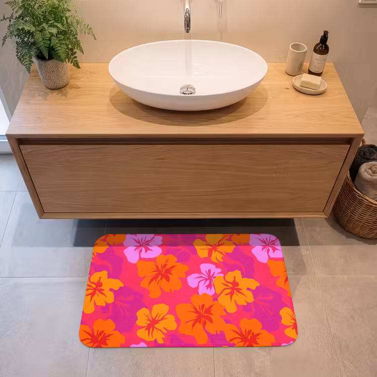 Zomers - Hibiscus - Kleurrijk Badmat klein 997 -sfeer1