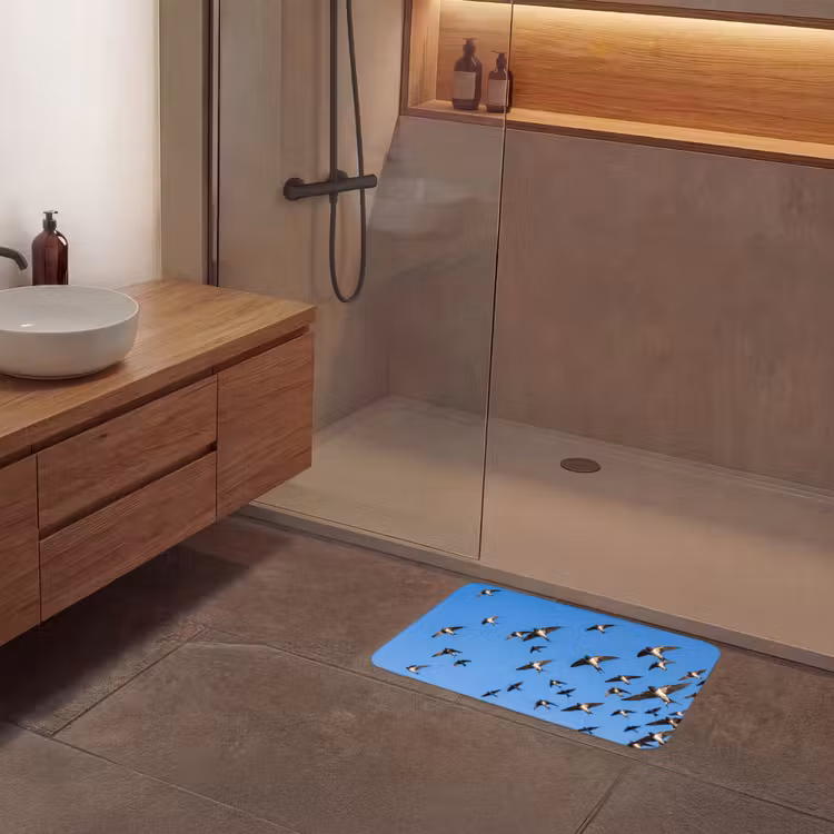 Zwaluwen - Vliegen - Blauw Badmat klein -sfeer2