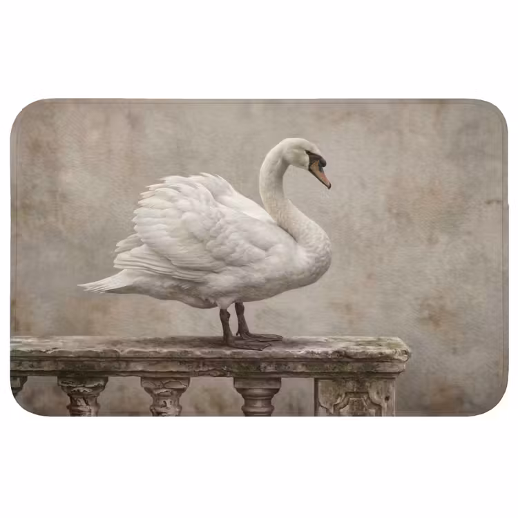 Zwaan - Elegant - Dieren - Wit Badmat klein -3d