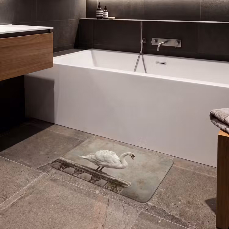 Zwaan - Elegant - Dieren - Wit Badmat klein -sfeer3