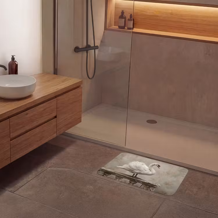 Zwaan - Elegant - Dieren - Wit Badmat klein -sfeer2