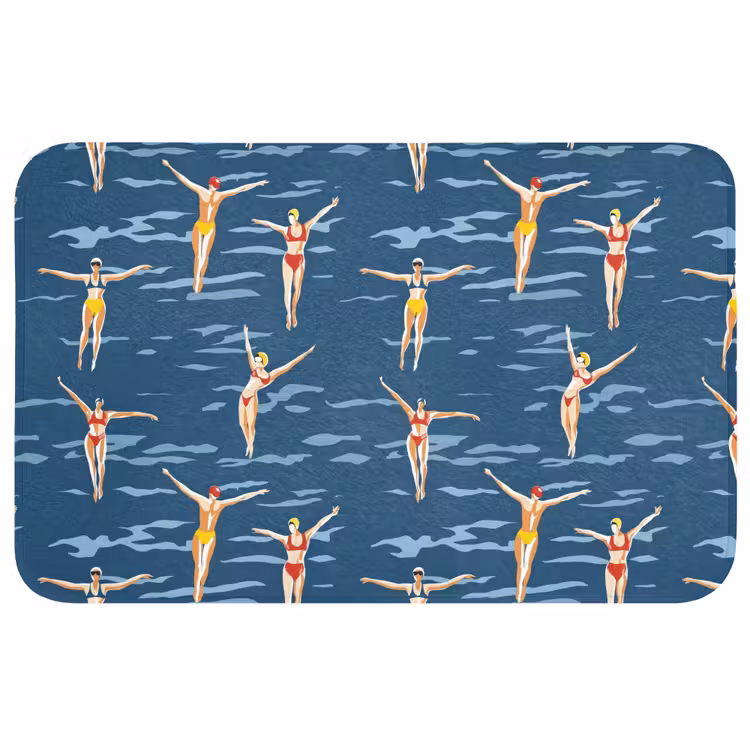 Zwemsters- Retro - Blauw Badmat klein 997 -3d