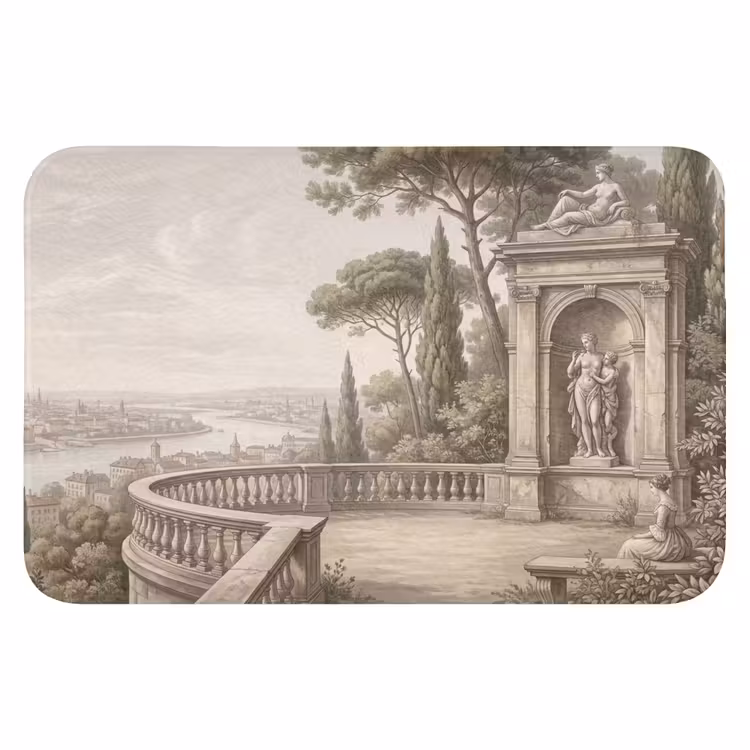 Terras - Stad - Uitzicht - Rivier Badmat klein -3d