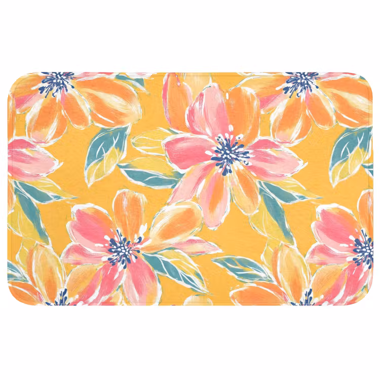 Textuur - Bloemen - Kleurrijk Badmat klein 997 -3d