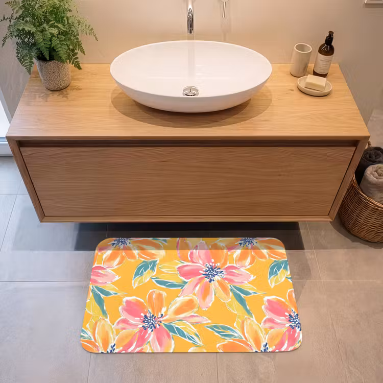 Textuur - Bloemen - Kleurrijk Badmat klein 997 -sfeer1