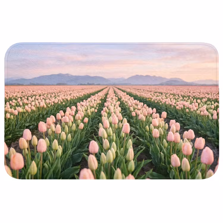 Tulpen - Landschap - Roze Badmat klein -3d