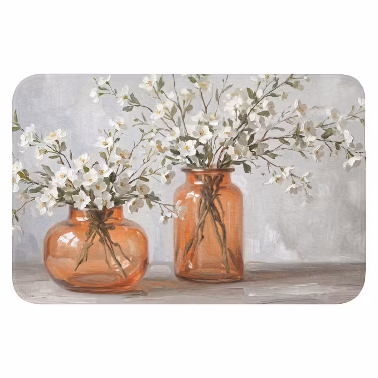 Vazen - Bloemen - Oranje Badmat klein -3d