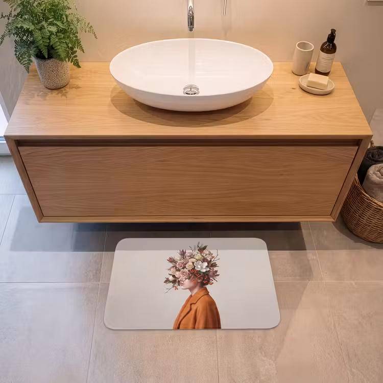 Gezicht - Boeket - Kleurrijk Badmat klein -sfeer1