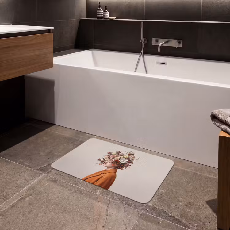 Gezicht - Boeket - Kleurrijk Badmat klein -sfeer3