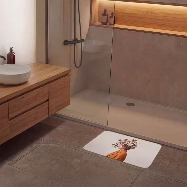 Gezicht - Boeket - Kleurrijk Badmat klein -sfeer2