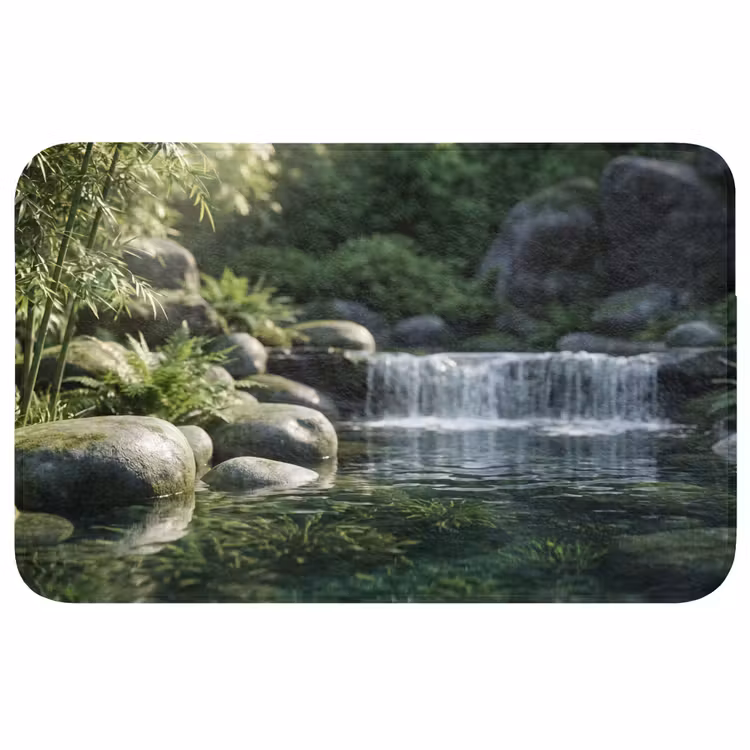 Beek - Waterval - Natuur - Groen Badmat klein -3d