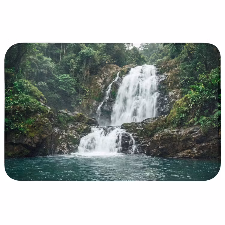 Waterval - Bos - Natuur - Groen Badmat klein -3d