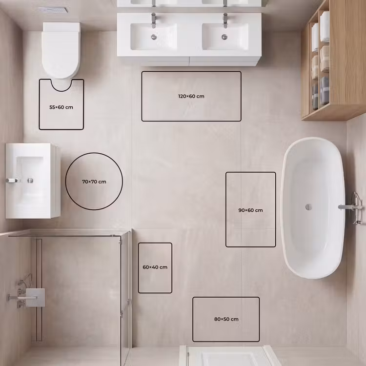 Golven - Abstract - Patroon - Blauw - Wit Badmat middel 997 -USP_FormaatOverzicht