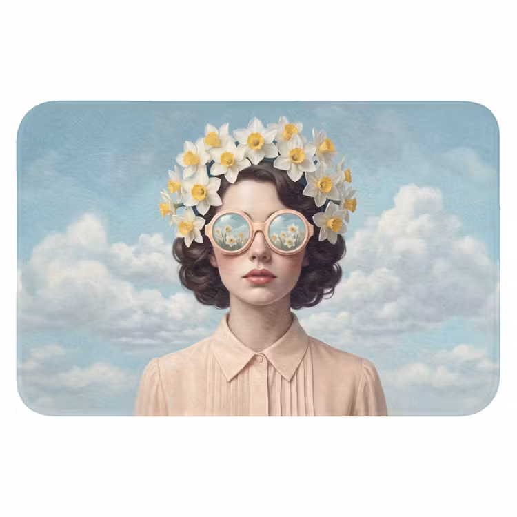 Vrouw - Narcissen - Geel Badmat klein -3d