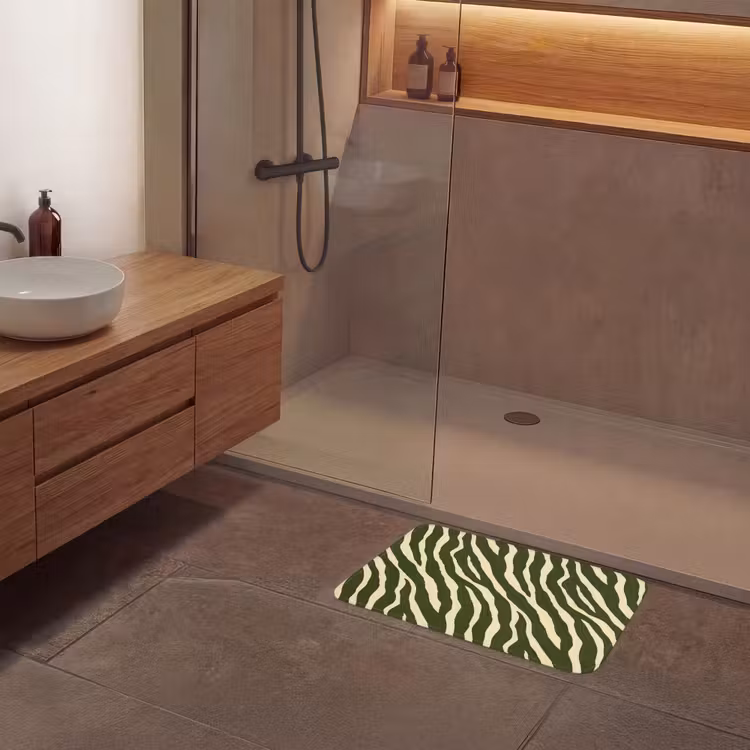 Zebra - Patroon - Groen Badmat klein 997 -sfeer2