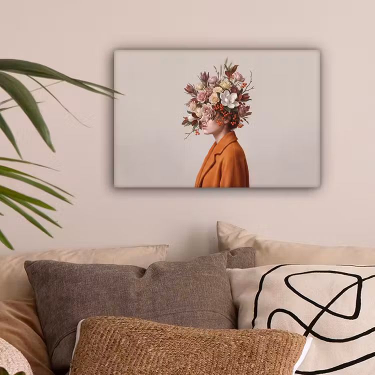 Gezicht - Boeket - Kleurrijk canvas 2cm klein -sfeer1