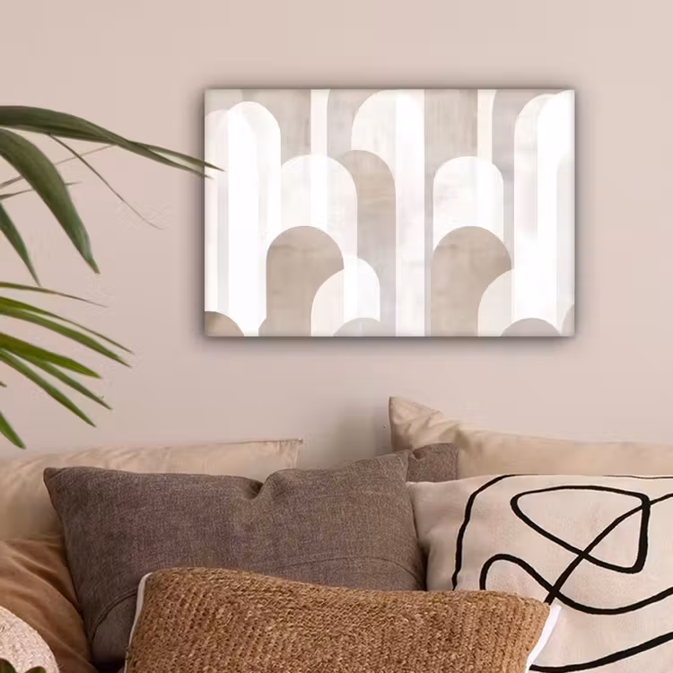 Abstracte bogen - Modern - Beige canvas 2cm klein -sfeer1