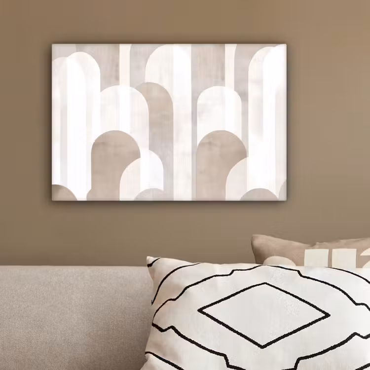 Abstracte bogen - Modern - Beige canvas 2cm klein -sfeer3