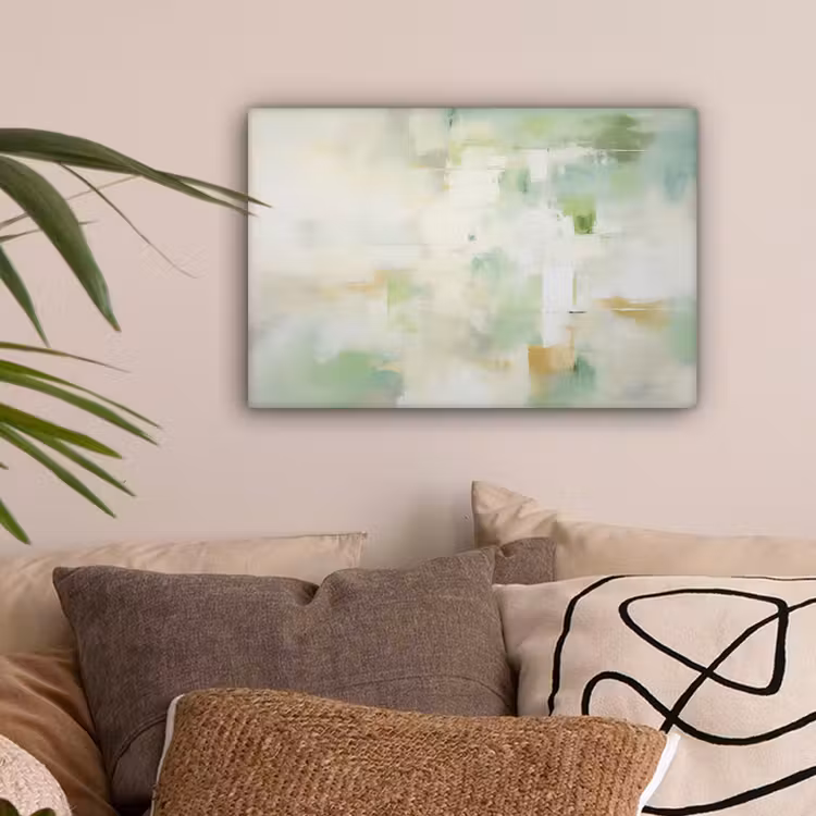 Abstract - Kunst - Wit - Groen - Modern canvas 2cm klein -sfeer1