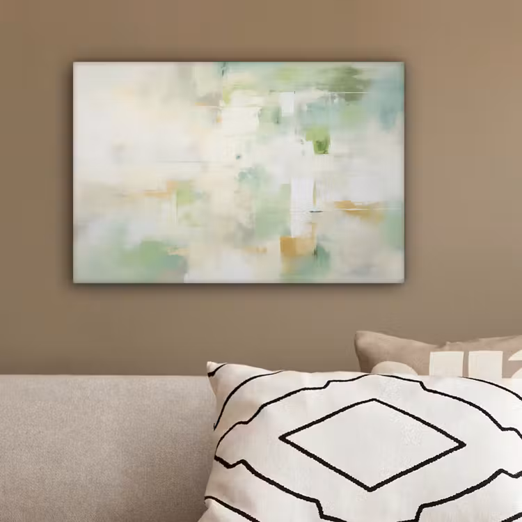 Abstract - Kunst - Wit - Groen - Modern canvas 2cm klein -sfeer3