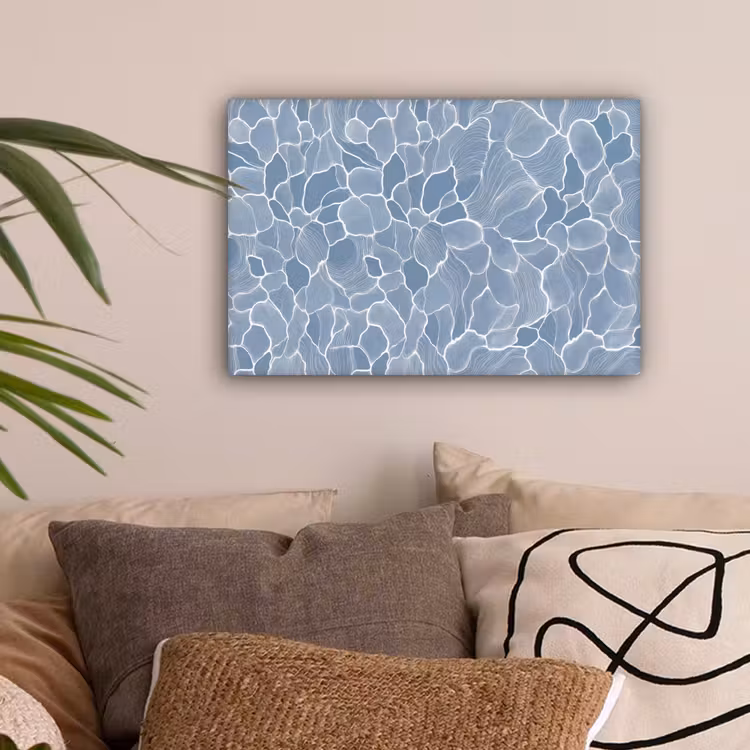 Abstract - Blauw - Bladeren canvas 2cm klein -sfeer1