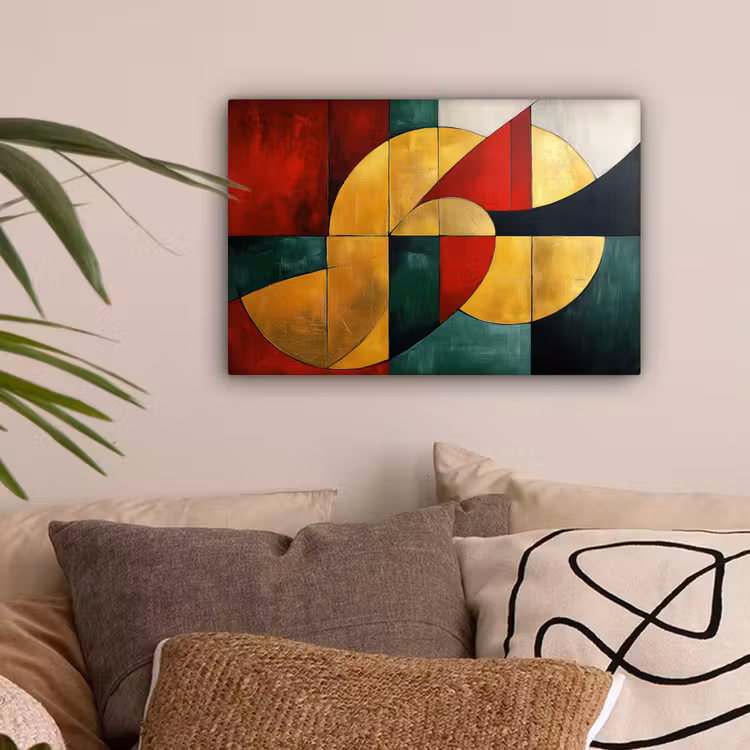 Abstract - Kerst - Goud - Rood - Groen canvas 2cm klein -sfeer1