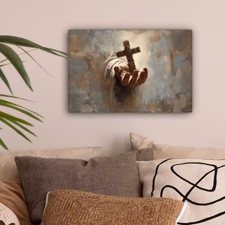 Abstract - Kruis - Hand - Christendom canvas 2cm klein -sfeer1