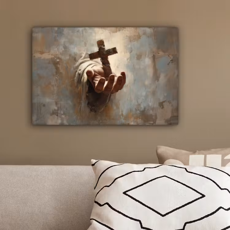Abstract - Kruis - Hand - Christendom canvas 2cm klein -sfeer3