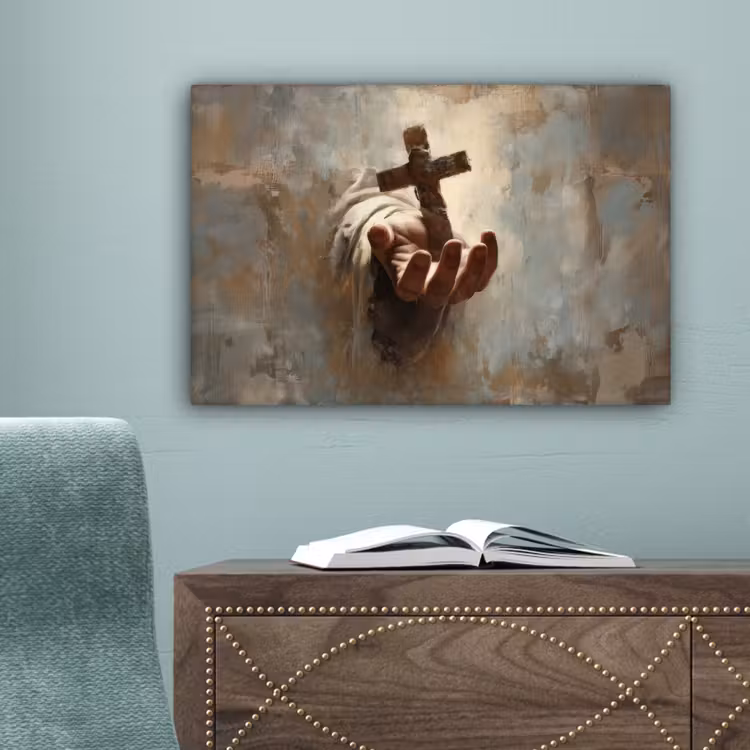 Abstract - Kruis - Hand - Christendom canvas 2cm klein -sfeer4