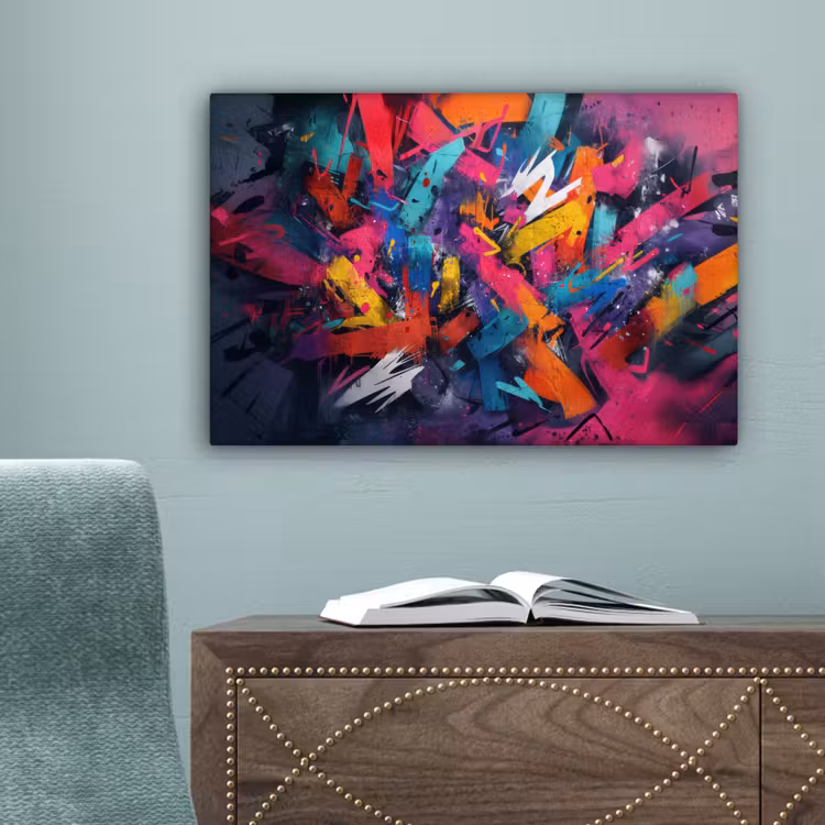 Abstract - Explosie - Neonkleuren canvas 2cm klein -sfeer4