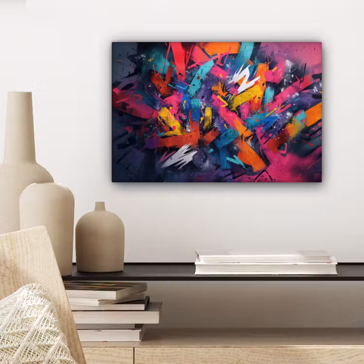 Abstract - Explosie - Neonkleuren canvas 2cm klein -sfeer6