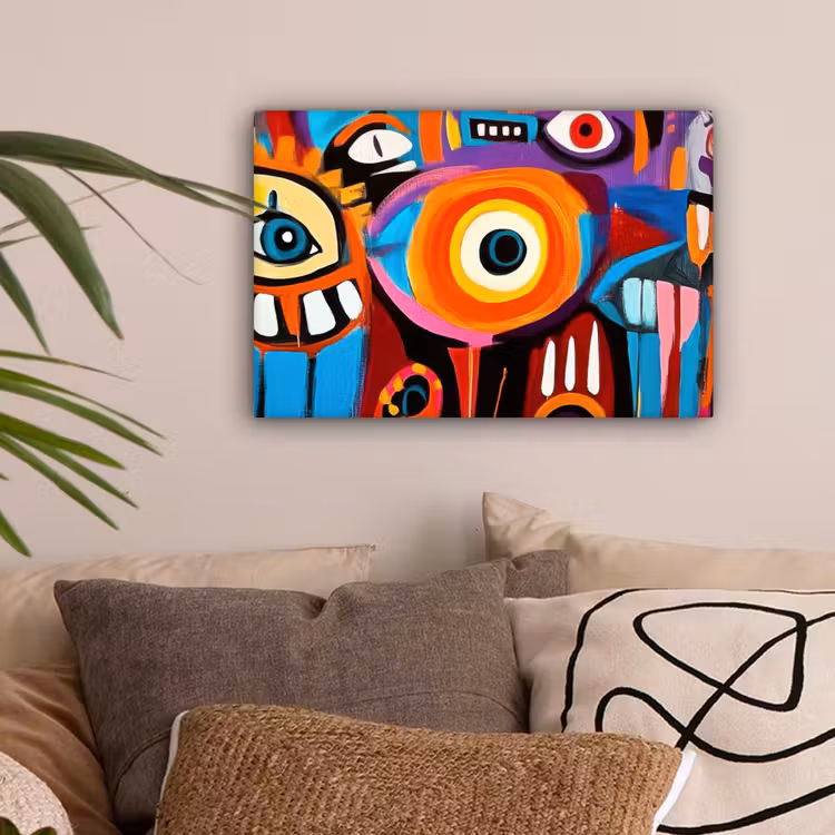 Abstract - Gezicht - Kleurrijk canvas 2cm klein -sfeer1