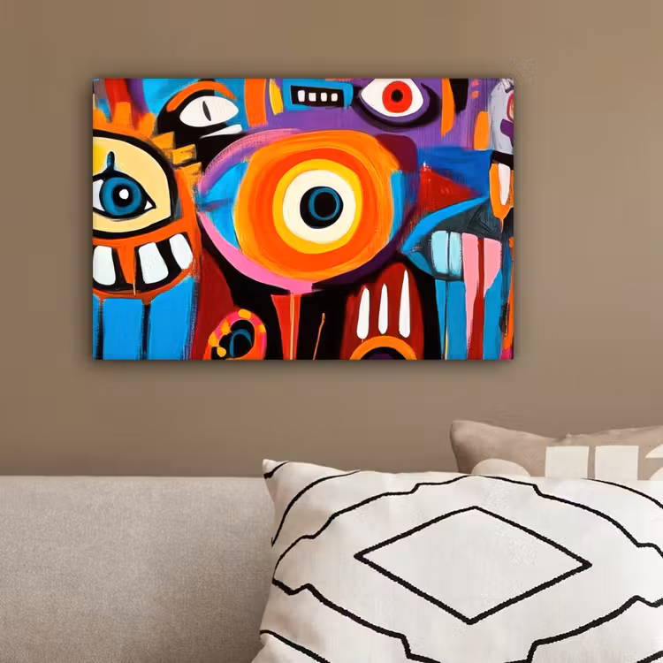 Abstract - Gezicht - Kleurrijk canvas 2cm klein -sfeer3