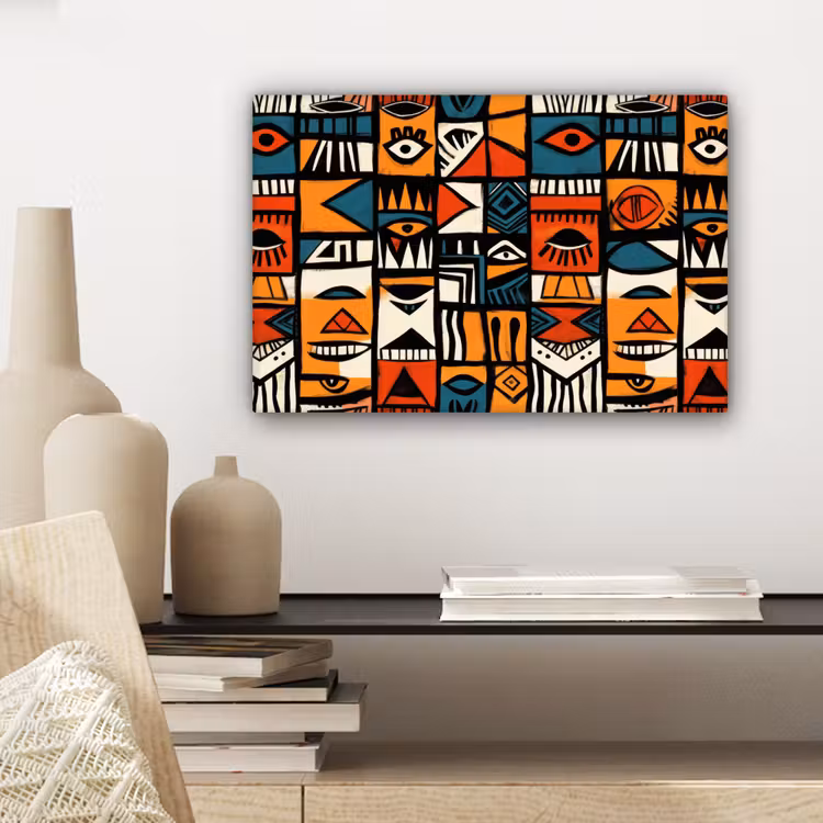 Abstract - Gezichten - Mozaïek canvas 2cm klein -sfeer6