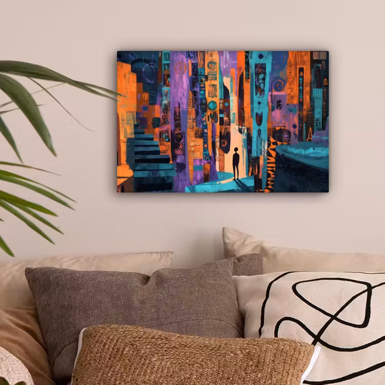 Abstract - Figuren - Kleurrijk canvas 2cm klein -sfeer1