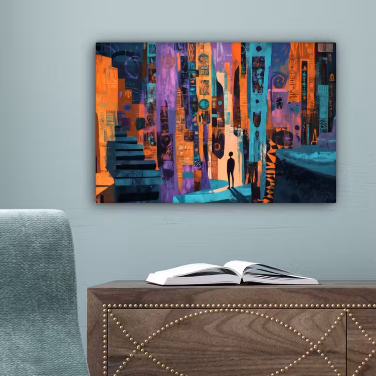Abstract - Figuren - Kleurrijk canvas 2cm klein -sfeer4