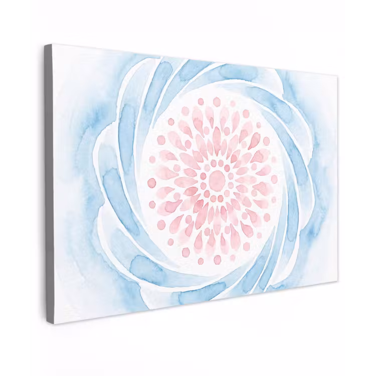 Abstract - Bloemvorm - Aquarel - Roze - Blauw canvas 2cm klein -z3d