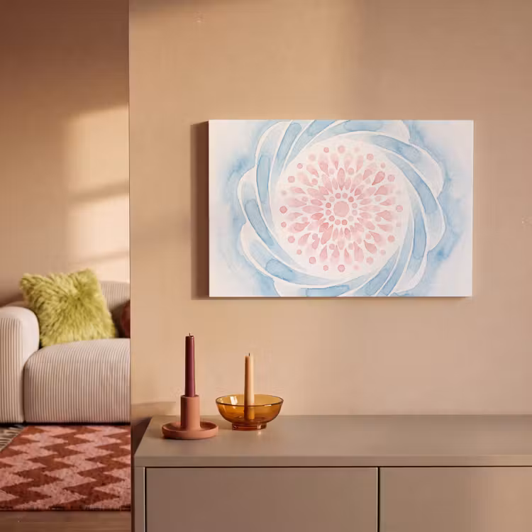Abstract - Bloemvorm - Aquarel - Roze - Blauw canvas 2cm klein -sfeer1
