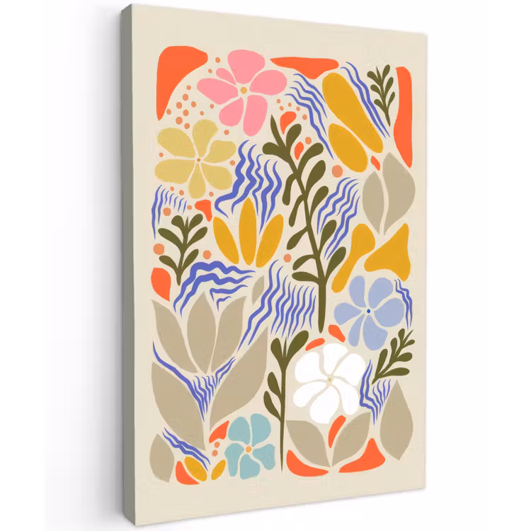 Abstract - Bloemen - Bladeren canvas 2cm klein -z3d