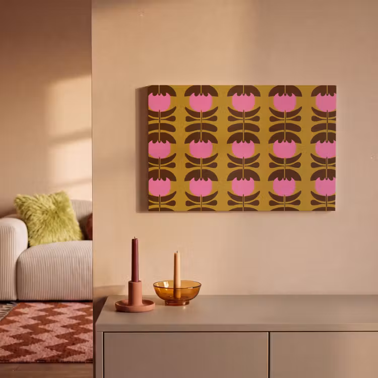 Abstract - Bloemen - Roze canvas 2cm klein 34 -sfeer1