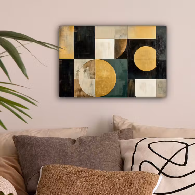 Abstract - Goud - Brons - Vormen - Geometrisch canvas 2cm klein -sfeer1