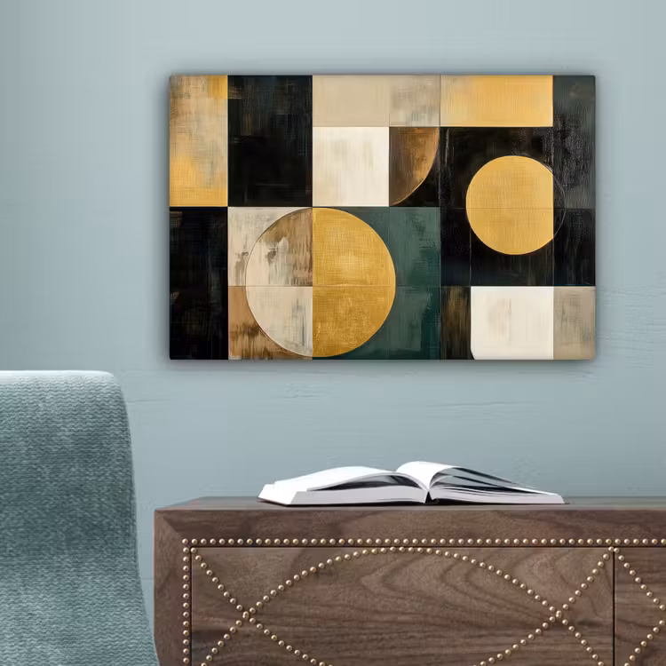 Abstract - Goud - Brons - Vormen - Geometrisch canvas 2cm klein -sfeer4