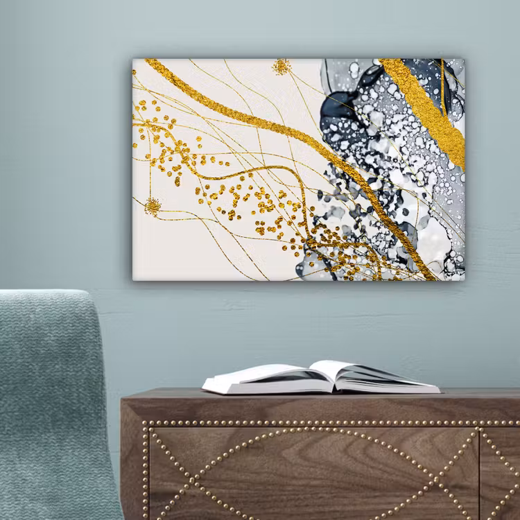 Abstract - Goud - Natuur - Kunst canvas 2cm klein -sfeer4