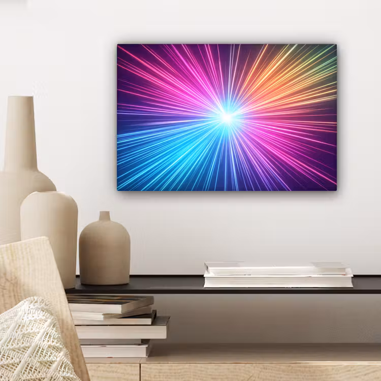 Abstract - Light - Burst - Modern - Colorful canvas 2cm klein -sfeer6