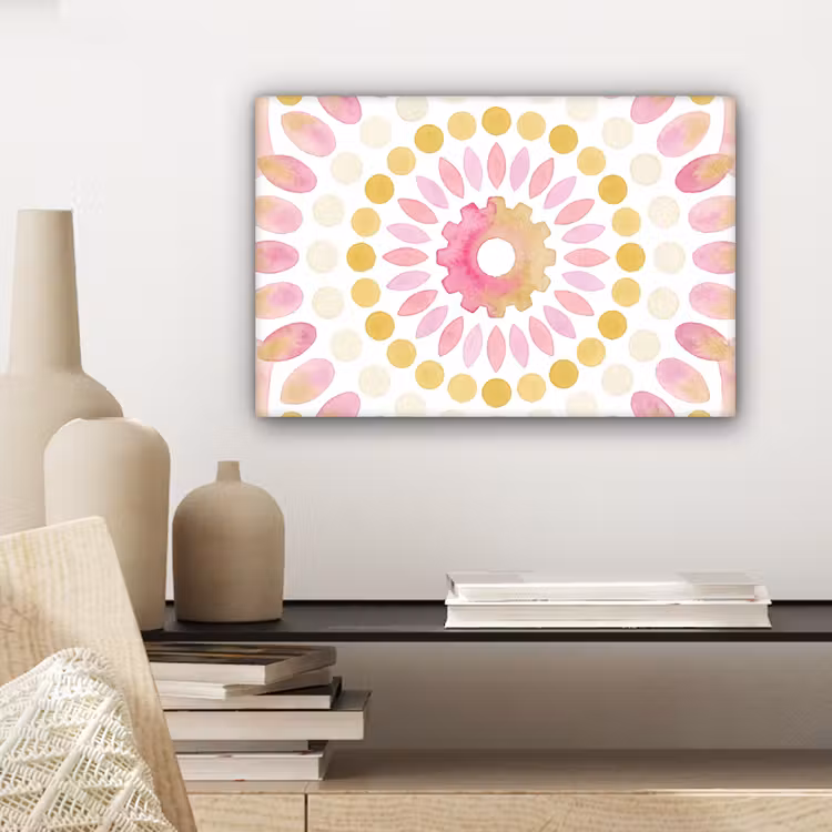 Abstract - Mandala - Kunst - Modern - Roze canvas 2cm klein -sfeer6