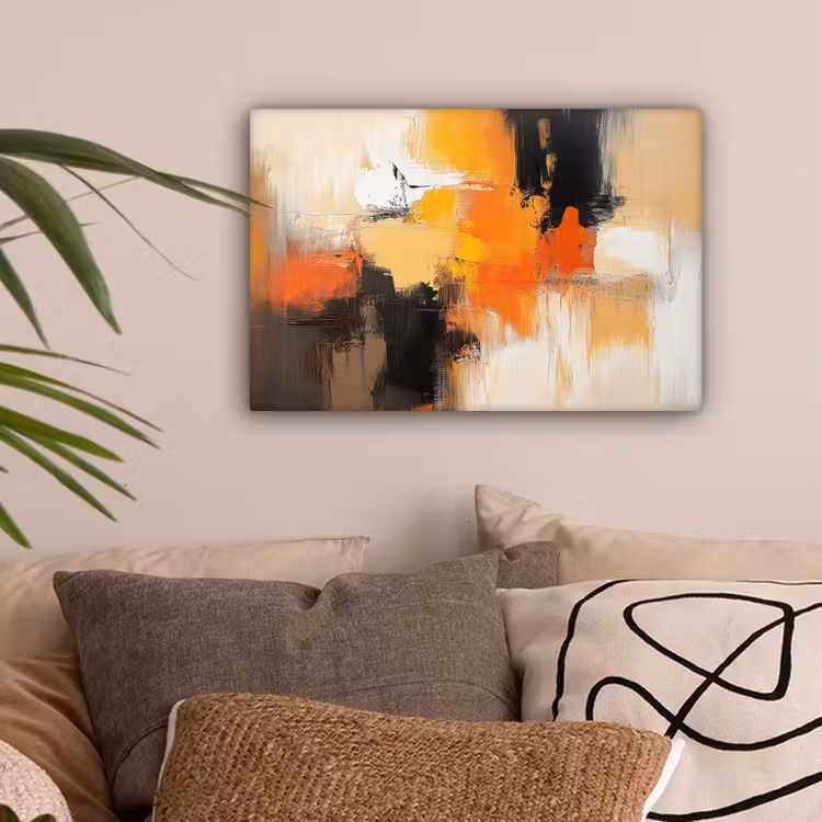 Abstract - Modern - Verflook - Herfst kleuren - Oranje canvas 2cm klein -sfeer1