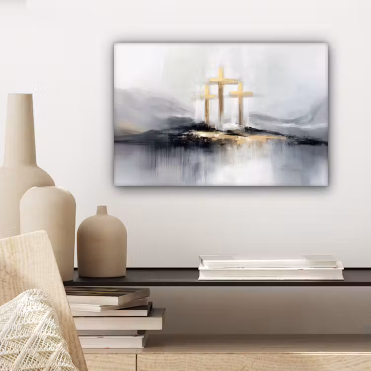 Abstract - Schilderij - Christendom - Kruis canvas 2cm klein -sfeer6
