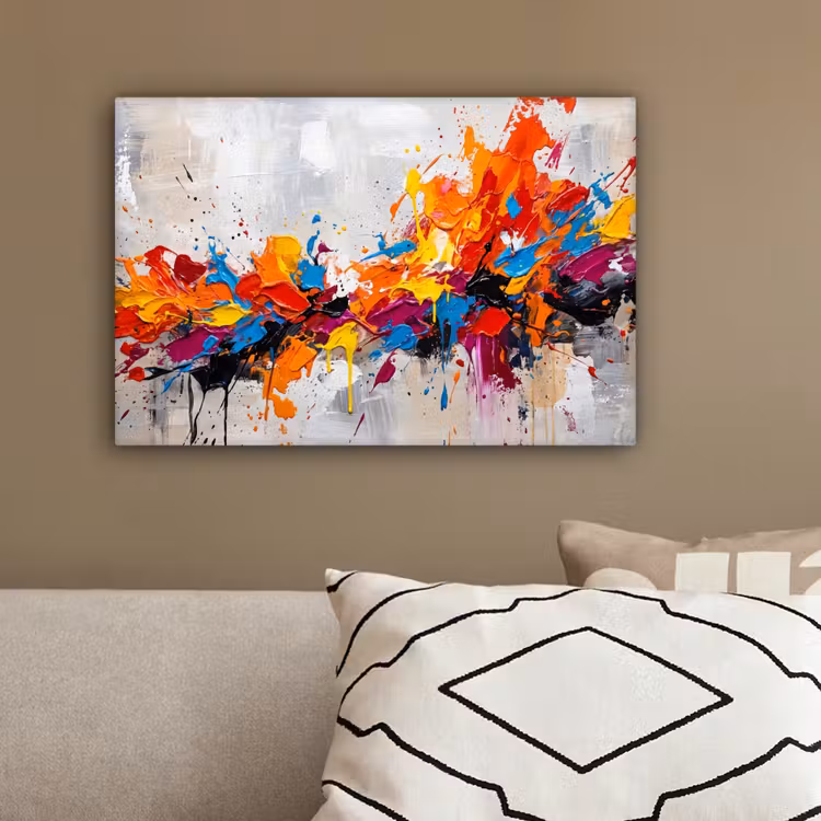 Abstract - Schilderij - Kleurrijk - Dynamisch canvas 2cm klein -sfeer3