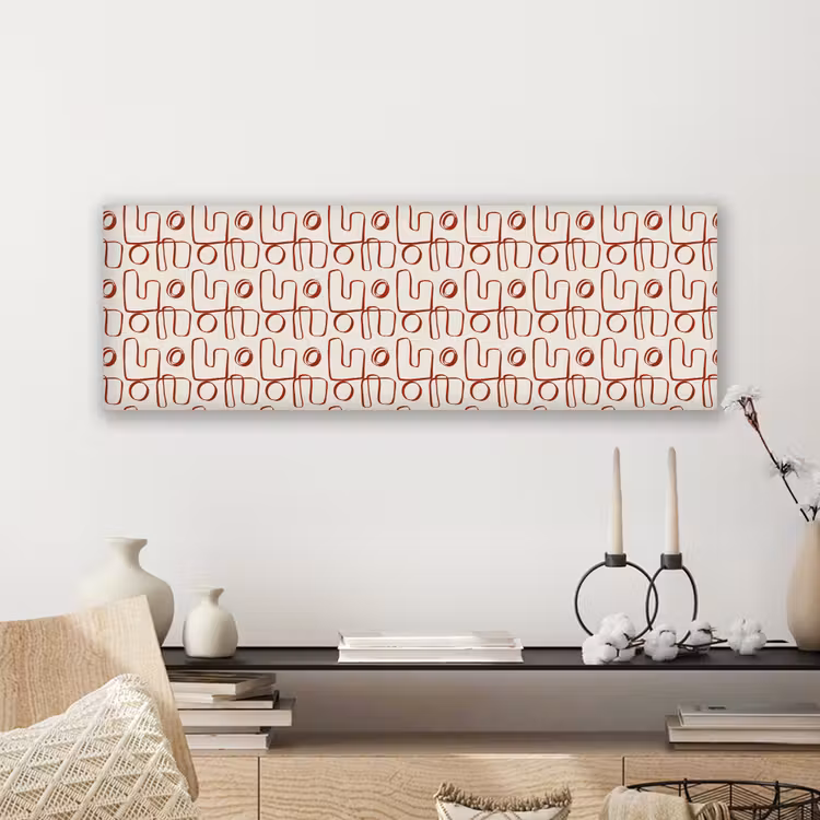Abstract - Patroon - Beige - Rood canvas 2cm klein 828 -sfeer6